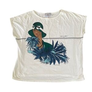 DEFENSE D'AFFICHER Paris France Art Deco Woman size XL Rare Top Sleeveless Shirt